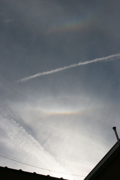 circumzenithal arc, supralateral arc, upper tangential arc and suncave parry arc